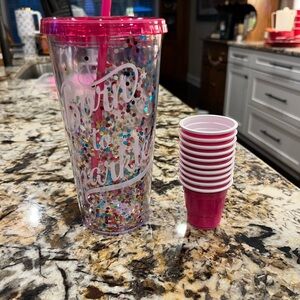 Gift set tumbler and mini solo cups Born to Sparkle Glitter